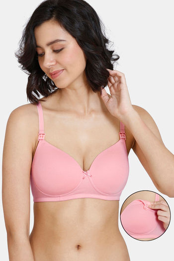 Buy Zivame Maternity Padded Non Wired 3/4th Coverage Nursing Bra - Peach Pearl